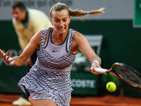 Petra KVITOVA (CZE) in action during his match against Elisabetta COCCIARETTO (ITA) on Philippe-CHATRIER court in The French Open Roland Gar...