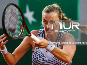 Petra KVITOVA (CZE) in action during his match against Elisabetta COCCIARETTO (ITA) on Philippe-CHATRIER court in The French Open Roland Gar...