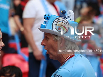 Man City Fan during The Emirates FA Cup Final between Manchester City against Manchester United at Wembley stadium, London on 03rd June, 202...