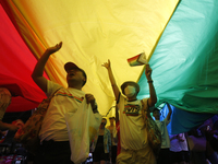 People ta. Various groups of LGBTQ gathered at central of Bangkok for the pride parade rally on June 4, 2023, dressed in colorful costumes a...