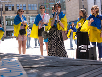 

Hundreds of Ukrainian activists are gathering at the city center of Duesseldorf, Germany, on June 4, 2023, calling for the EU to save Ukra...
