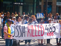 

Hundreds of Ukrainian activists are gathering at the city center of Duesseldorf, Germany on June 4, 2023, calling for the EU to save Ukrai...
