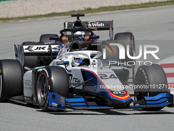 Kush Maini, Campos Racing, during the Formula 2 race during the AWS Spanish Grand Prix, held at the Barcelona Catalunya Circuit, in Montmelo...