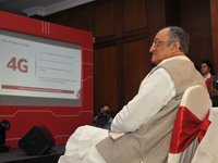 Amit Mitra State Finance Minister  at the launch of Vodafone 4G services in Kolkata, on January 25, 2016. (