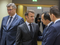 Emmanuel Macron President of the Republic of France as seen talking with Nikos Christodoulides President of the Republic of Cyprus, Ľudovít...