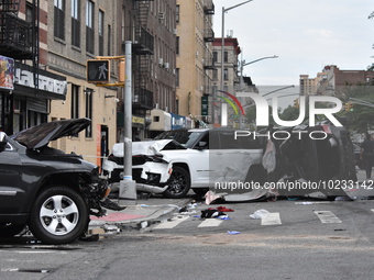 Two people were killed and four others injured in a crash in Washington Heights, Manhattan, New York, United States on July 3, 2023 which ma...