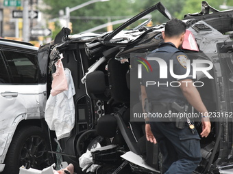 Two people were killed and four others injured in a crash in Washington Heights, Manhattan, New York, United States on July 3, 2023 which ma...