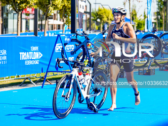 

Mathilde Gautier of France is competing in the Europe Triathlon Sprint and Relay Championships in Balikesir on August 4, 2023 (