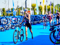 

Levi Aviv of Israel is seen during the Europe Triathlon Sprint and Relay Championships in Balikesir on August 4, 2023 (