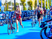 

Magdalena Sudak of Poland is seen during the Europe Triathlon Sprint and Relay Championships in Balikesir on August 4, 2023 (