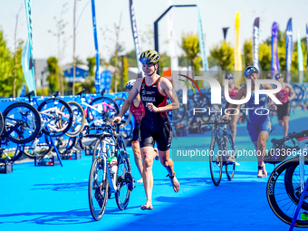 

Rani Skrabanja of the Netherlands is seen during the Europe Triathlon Sprint and Relay Championships in Balikesir on August 4, 2023 (
