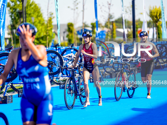 

Cecilia Santamaria Surroca of Spain is seen during the Europe Triathlon Sprint and Relay Championships in Balikesir on August 4, 2023 (