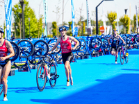 

Clara Carlquist of Denmark is seen during the Europe Triathlon Sprint and Relay Championships in Balikesir, Turkey on August 4, 2023 (