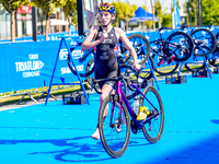 

Annabel Morton of Great Britain is seen during the Europe Triathlon Sprint and Relay Championships in Balikesir, Turkey, on August 4, 2023...