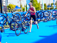 

Anne Holm of Denmark is seen during the Europe Triathlon Sprint and Relay Championships in Balikesir on August 4, 2023 (