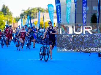 Marcus Dey of Great Britain seen in action during the Europe Triathlon Sprint and Relay Championships Balikesir, 4 August 2023 (
