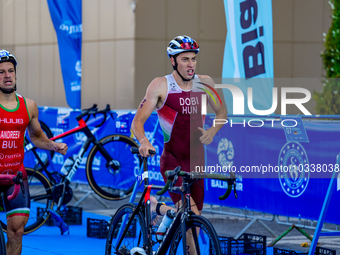 Gergo Dobi of Hungary seen in action during the Europe Triathlon Sprint and Relay Championships Balikesir, 4 August 2023 (