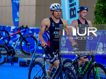 Tomas Kriz and Filip Vaclavik of Czech Republic seen in action during the Europe Triathlon Sprint and Relay Championships Balikesir, 4 Augus...