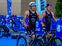Tomas Kriz and Filip Vaclavik of Czech Republic seen in action during the Europe Triathlon Sprint and Relay Championships Balikesir, 4 Augus...