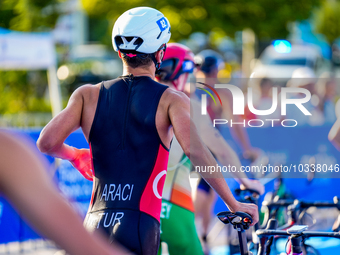 Emir Araci of Turkey seen in action during the Europe Triathlon Sprint and Relay Championships Balikesir, 4 August 2023 (