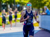 

Edita Pozlerova of the Czech Republic is competing in the B Finals of the Junior Women Europe Triathlon Sprint and Relay Championships in...