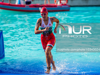 

Nikol Kolisheva of Bulgaria is competing in the B Finals of the Junior Women Europe Triathlon Sprint and Relay Championships in Balikesir...