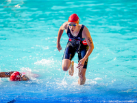 

Cemre Civelek of Turkey is competing in the B Finals of the Junior Women Europe Triathlon Sprint and Relay Championships in Balikesir on A...