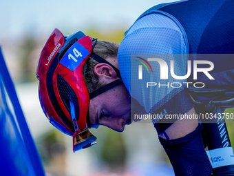 Jonas Osterholt of Germany seen at Transition area before Finals of Elite Men Europe Triathlon Sprint and Relay Championships Balikesir, 5 A...