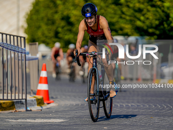 

Cecilia Santamaria Surroca of Spain is competing in the Finals of the Elite Women Europe Triathlon Sprint and Relay Championships in Balik...