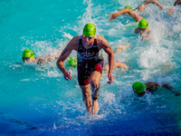 

Gergely Kiss of Hungary is competing at the A Finals of the Elite Men Europe Triathlon Sprint and Relay Championships in Balikesir on Augu...