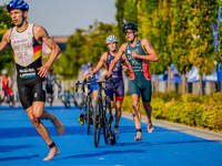 

Ricardo Batista of Portugal is seen competing in the Finals of the Elite Men Europe Triathlon Sprint and Relay Championships in Balikesir,...