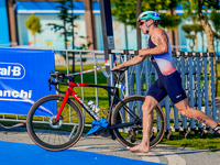 

Briac Tence of France is seen competing at the Finals of the Elite Men Europe Triathlon Sprint and Relay Championships in Balikesir, Turke...