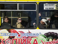 Ukraine - Odessa - Daily life - A woman looks out of a bus window, Odessa, Ukraine, Thursday, Mai 8, 2014. (Zacharie Scheurer) (