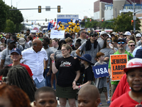 Union members and family participate in AFL-CIOs annual Tri-State Labor Day Parade along Christopher Columbus Boulevard in Philadelphia, PA,...