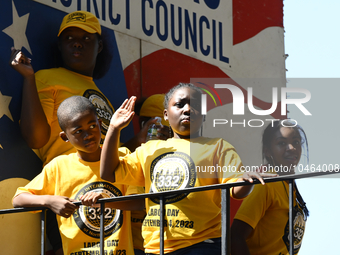 Union members and family participate in AFL-CIOs annual Tri-State Labor Day Parade along Christopher Columbus Boulevard in Philadelphia, PA,...