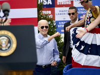 U.S. President Joseph Biden takes the stage during the kick-off of the AFL-CIO's annual Tri-State Labor Day Parade in Philadelphia, PA, USA...