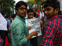 Indian students shout slogans during a protest against the arrest of a Jawaharlal Nehru University student union president Kanhaiya Kumar in...
