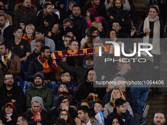 Banner in honor of Francesco Totti during the Italian Serie A football match A.S. Roma vs U.S. Palermo at the Olympic Stadium in Rome, on fe...
