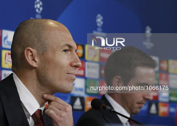  Arjen Robben (10) during the press conference  on the eve of the Champions League match between Juventus FC and FC Bayern Mnchen at the Juv...