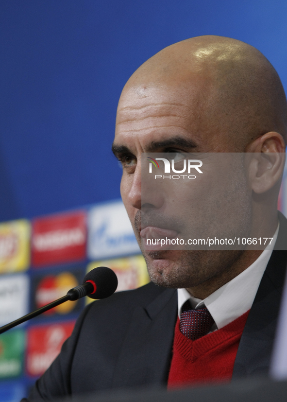 Pep Guardiola (all) during the press conference  on the eve of the Champions League match between Juventus FC and FC Bayern Mnchen at the Ju...