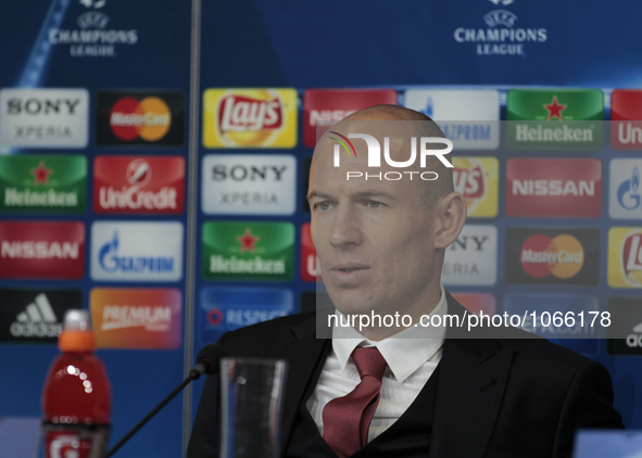 Arjen Robben (10) during the press conference  on the eve of the Champions League match between Juventus FC and FC Bayern Mnchen at the Juve...