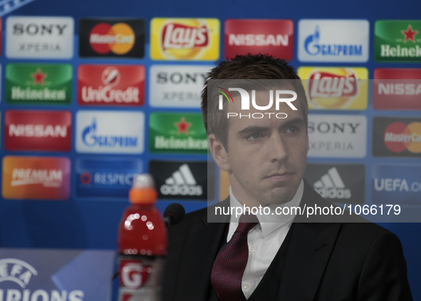Philipp Lahm (21) during the press conference  on the eve of the  Champions League match between Juventus FC and FC Bayern Mnchen at the Juv...
