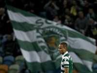 Sporting's defender Ewerton celebrates his goal during the Portuguese League  football match between Sporting CP and Boavista FC at Jose Alv...