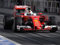 The German driver, Sebastian Vettel, from Ferrari team, in action during the 2nd day of Formula One tests days in Barcelona, 23rd of Februar...