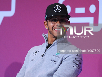The Mercedes Petronas team, Lewis Hamilton, during his conference in the second day of Mobile World Congress 2016 in Barcelona, 23rd of Febr...