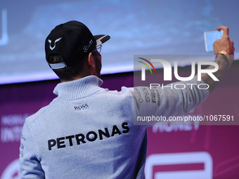 The Mercedes Petronas team, Lewis Hamilton, during his conference in the second day of Mobile World Congress 2016 in Barcelona, 23rd of Febr...