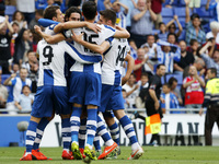 Colotto goal celebration in the match between RCD Espanyol and Osasuna, for Week 37 of the spanish Liga BBVA played at the Camp Nou, May 11,...