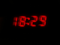 The time is seen displayed on an alarm clock display in Warsaw, Poland on 28 October, 2023. Clocks in Europe will be set back one hour on th...
