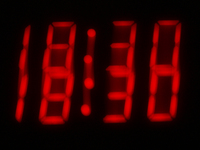 The time is seen displayed on an alarm clock display in Warsaw, Poland on 28 October, 2023. Clocks in Europe will be set back one hour on th...