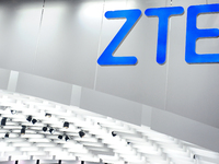 A ZTE stand, during the last  day of Mobile World Congress in Barcelona, 24th of February, 2016. (